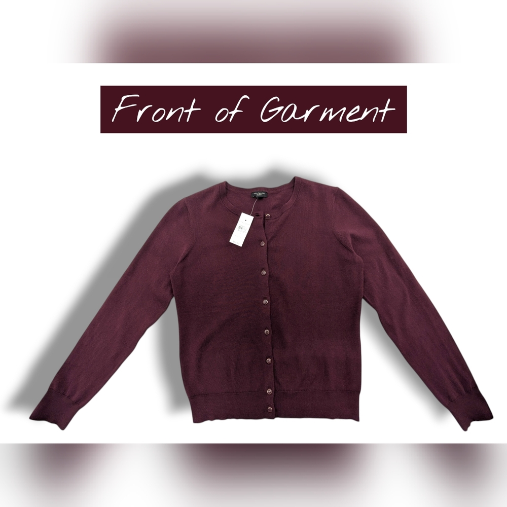 NWT Ann Taylor Factory Sz Small Women Burgundy|Purple Cardigan Soft Cotton|Nylon - Picture 10 of 16